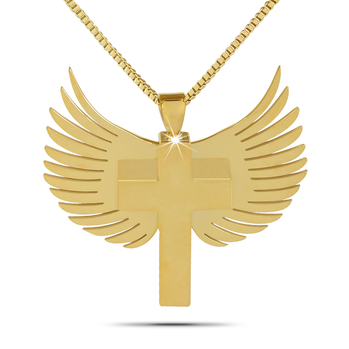 Angel Wings with Cross Solid Gold Keepsake