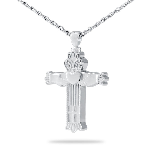 Steel Claddagh Cross Pendant Urn